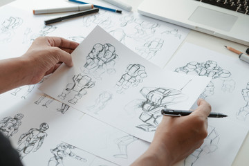 Wall Mural - animator designer development designing drawing sketching development creating graphic pose characte