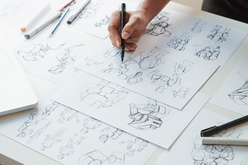 Wall Mural - animator designer development designing drawing sketching development creating graphic pose characte
