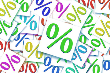Poster - white squares with a zero percent sign. Discount, percent icon. discount symbol