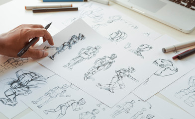 Wall Mural - animator designer development designing drawing sketching development creating graphic pose characte