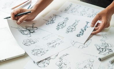 Wall Mural - animator designer development designing drawing sketching development creating graphic pose characte