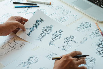 Wall Mural - animator designer development designing drawing sketching development creating graphic pose characte