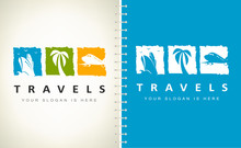 Travel Agency Logo Vector. Logo Design Vector Illustration. Ship, Palm And Plane Logo.