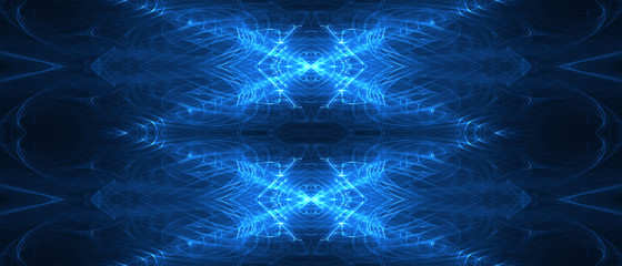 Wall Mural - blue circular wave glow. kaleidoscope lighting effect.