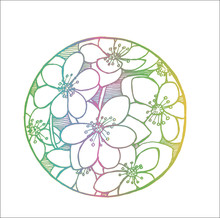 Gradient Sakura Pattern. Natural Cosmic Flower Motive.