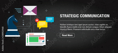 Fotografía Strategic communication, banner internet with icons in vector.