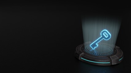 Sticker - 3d hologram symbol of key icon render