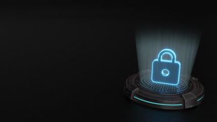 Wall Mural - 3d hologram symbol of locked padlock icon render