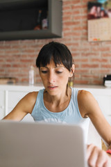 Sticker - Woman with laptop working at home