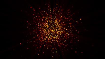 Poster - 3d rendering golden sequins shimmer and create bokeh on a black background. computer generated abstr