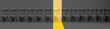© vpanteon - Standing chairs in a row, yellow chair stands out among the likes. Business hiring and recruiting concept. 3d illustration.