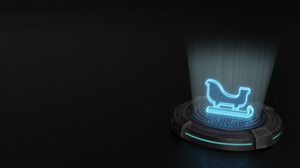 Sticker - 3d hologram symbol of sleigh icon render