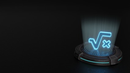 Poster - 3d hologram symbol of square root  icon render