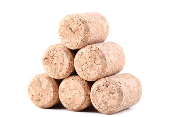 Wine corks isolated on white background