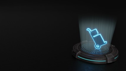 Canvas Print - 3d hologram symbol of trolley icon render