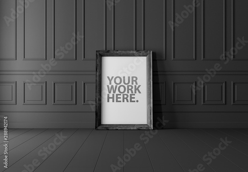 Black Wooden Frame Mockup In Black Interior Kaufen Sie