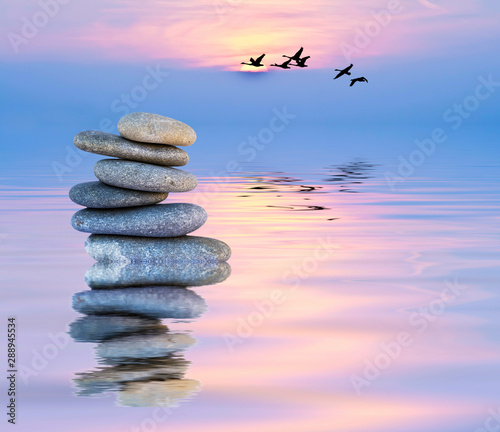 reflejos de unas piedras en el agua