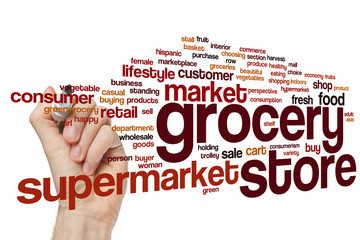 Wall Mural - Grocery store word cloud