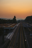Fototapeta Dziecięca - Railroad station at sunrise in Backnang, Germany