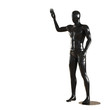 © jockermax3d - A black faceless guy mannequin stands and shows a gesture of greeting with his right hand. 3D rendering