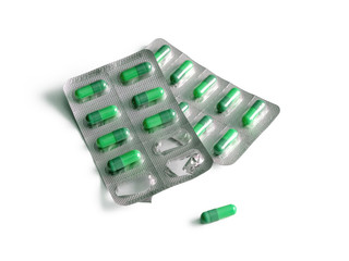 Wall Mural - Blister packs with green capsules