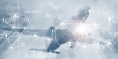 Icon of people with network connections. Social media concept.