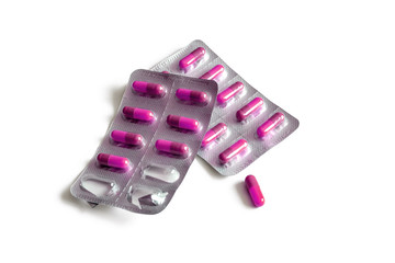 Wall Mural - Blister packs with pink capsules