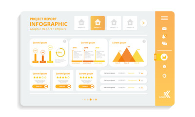 Wall Mural - set of info graphic for project report in the user interface template