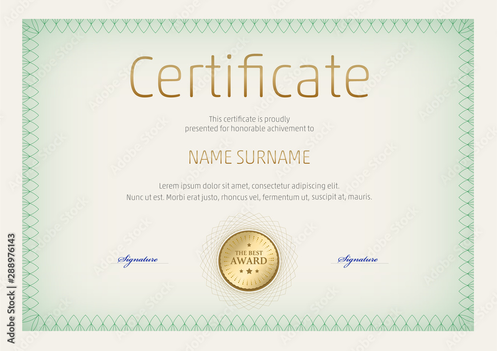 Certificate, Diploma of completion, vector design template