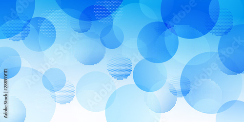 Abstract background of intersecting circles consisting of dots, in light blue...