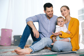 Canvas Print - Parents spending time with their baby at home