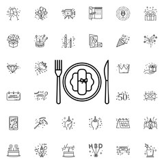 Poster - Cutlery dusk style neon icon. Elements of birthday set. Simple icon for websites, web design, mobile app, info graphics