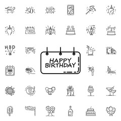 Poster - Birthday signboard dusk style neon icon. Elements of birthday set. Simple icon for websites, web design, mobile app, info graphics