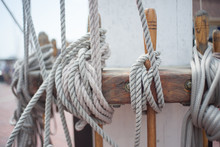 Nautical Rope At Base Of Ship's Mast