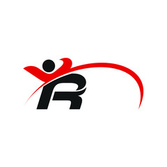 Poster - Swoosh person and Letter R Logo. Fit and Healthy Symbol. Vector Icon.