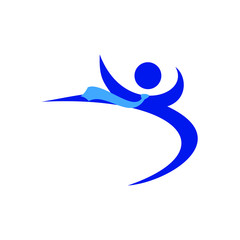 Wall Mural - swoosh person logo. fit and healthy symbol. vector icon.
