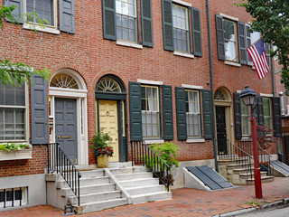 Sticker - Row of brick American colonial style  townhouses