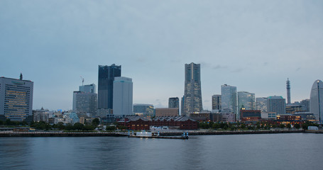 Sticker -  Yokohama city in the evening