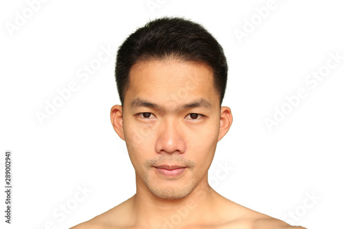 The Face Of A Young Asian Single Eyelid Wavy Hair Isolated On