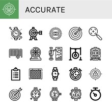 Set Of Accurate Icons Such As Target, Watch, Goal, Darts, Darts Target, Stopwatch, Goals, Timer , Accurate