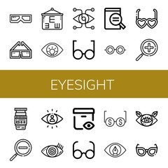 Canvas Print - Set of eyesight icons such as d glasses, Eye test, Eye, Vision, Glasses, Magnifying glass, Sunglasses, Zoom in, Lens, Zoom out, Visibility, View , eyesight