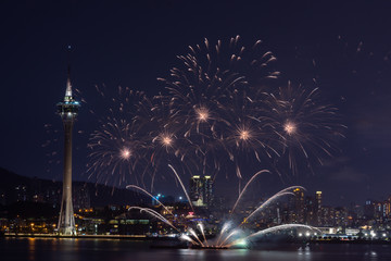 Canvas Print - Macau, China 7th September 2019. 30th Macao International Fireworks Display Contest, Philippines Team - Platinum Fireworks, Inc.