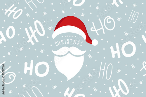 Stoffe zum Nähen Ho ho ho Santa Claus laugh hat and beard seamless texture pattern blue background
