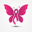 Ribbon shaped butterfly in flat style with color pink