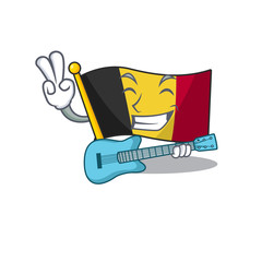 Wall Mural - With guitar flag belgium isolated with the cartoon