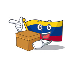 Poster - With box flag colombia isolated in the cartoon