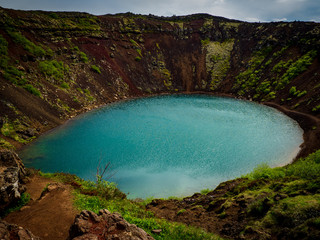 Kerid crater lake in Iceland