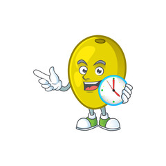 Canvas Print - With clock olive cartoon character on white background