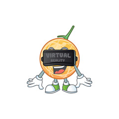 Poster - Virtual reality healthy cantaloupe fruit in cartoon character