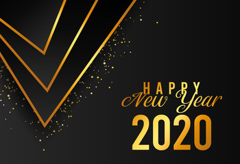 Aufkleber - Happy New Year 2020. luxury black and gold design composition.